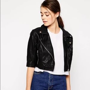 Blank NYC Crop Faux Leather Biker Jacket